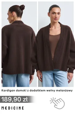 Kardigan damski z dodatkiem wełny melanżowy Medicine promocja w Medicine