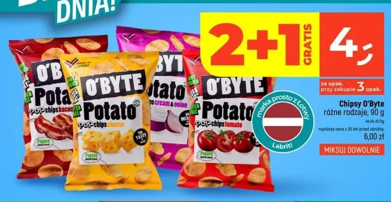 Chipsy śmietanka i cebula O'Byte promocja w Dealz