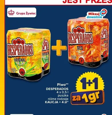 Piwo smakowe Desperados Original 4-pak 500 ml promocja w Carrefour