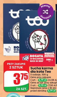 Sucha karma dla kota Teo promocja w Dino