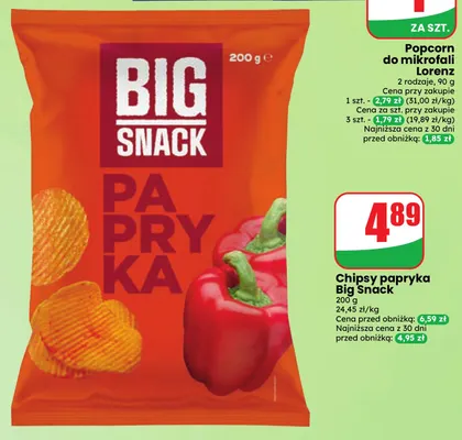Chipsy papryka Big Snack promocja w Dino