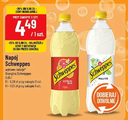 Napój Schweppes wybrane rodzaje promocja w POLOmarket
