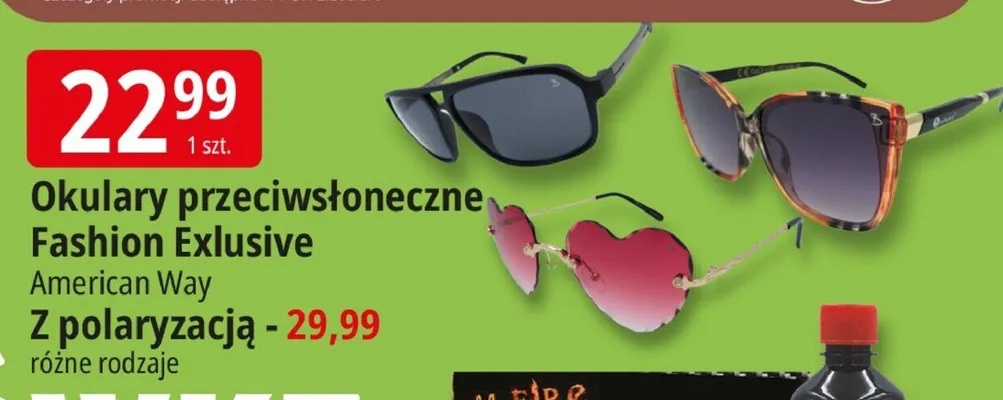 Okulary przeciwsłoneczne Fashion Exlusive różne rodzaje promocja w Leclerc