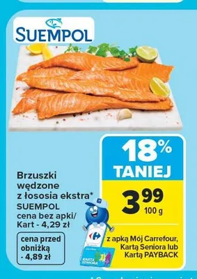 Brzuszki wędzone z łososia ekstra Suempol promocja w Carrefour