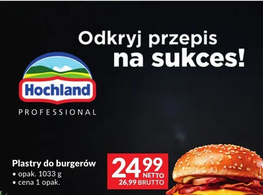 Plastry do burgerów Hochland Professional promocja w Makro
