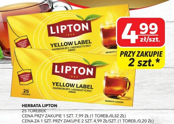 Herbata Lipton Yellow Label promocja w Top Market