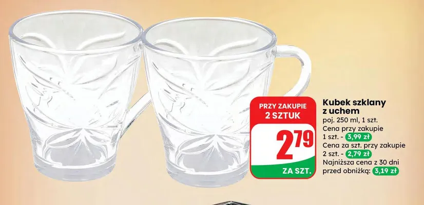 Kubek szklany z uchem promocja w Dino