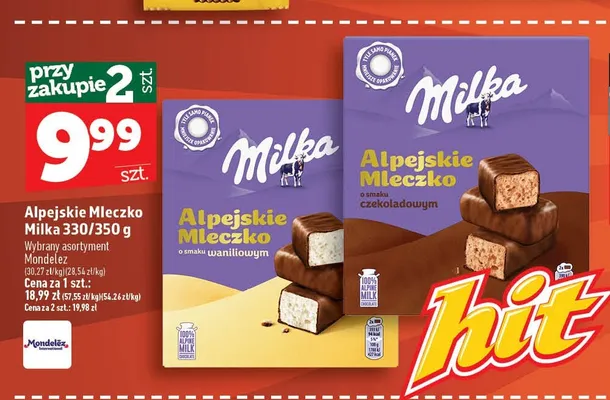 Alpejskie Mleczko Milka o smaku czekoladowym promocja w TOPAZ