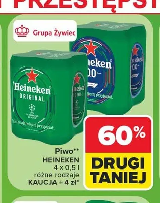 Piwo Heineken Original 4-pak 500 ml promocja w Carrefour