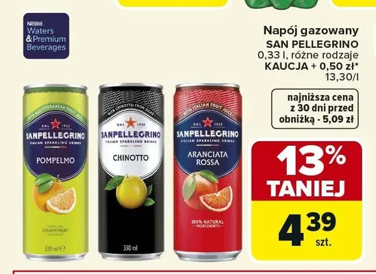 Napój gazowany SAN PELLEGRINO Pompelmo promocja w Carrefour