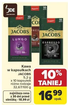 Kawa w kapsułkach Jacobs Lungo Intenso promocja w Carrefour