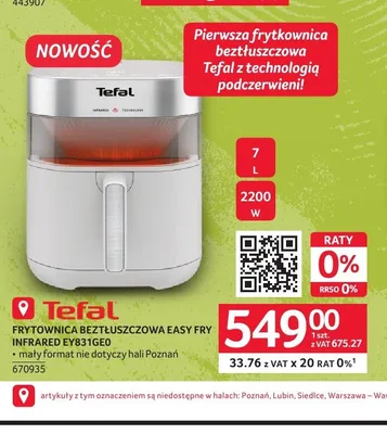 Frytownica beztłuszczowa Tefal Easy Fry Infrared EY831GEO promocja w Selgros
