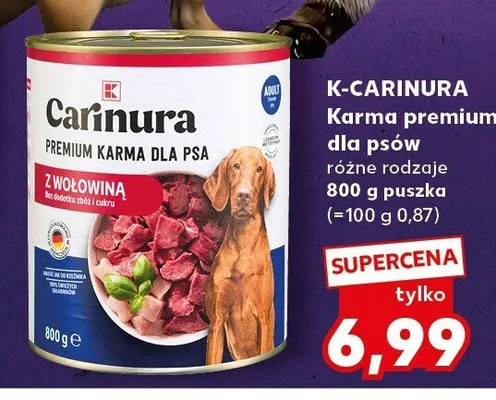 Karma mokra dla psów K-Carinura Premium z wołowiną promocja w Kaufland
