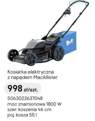Kosiarka elektryczna z napędem MacAllister promocja w Castorama
