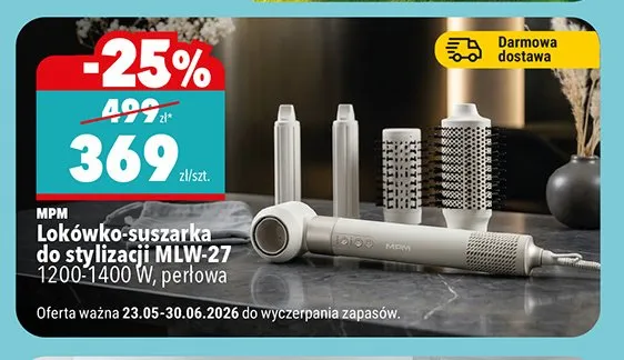 Lokówko-suszarka do stylizacji MPM MLW-27 1200-1400W perłowa promocja w Biedronka