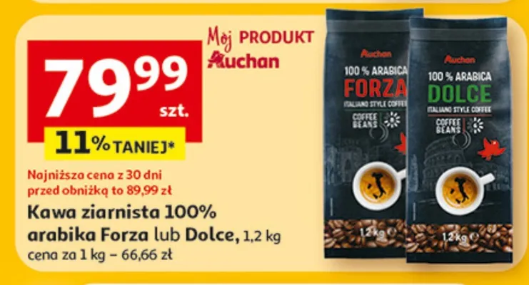Kawa ziarnista arabika Dolce promocja w Auchan