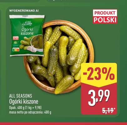 Ogórki kiszone All Seasons promocja w Aldi