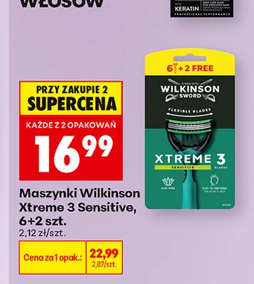Maszynki Wilkinson Sword Xtreme 3 Sensitive 6+2 szt. promocja w Biedronka