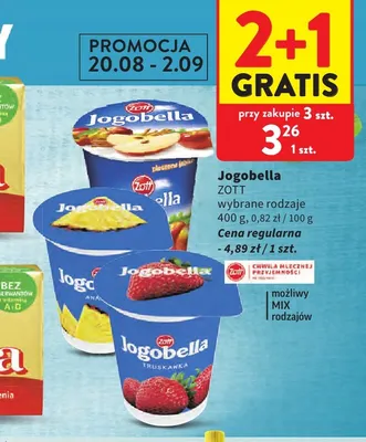 Jogurt Jogobella ananas promocja w Intermarche