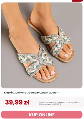 Klapki damskie Renee Ozdobione Geometrycznym Wzorem promocja w Renee
