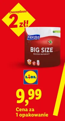 Ręcznik papierowy 2-warstwowy Floralys Big Size promocja w Lidl