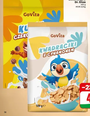 Płatki GoVita Kwadraciki z cynamonem promocja w Dino