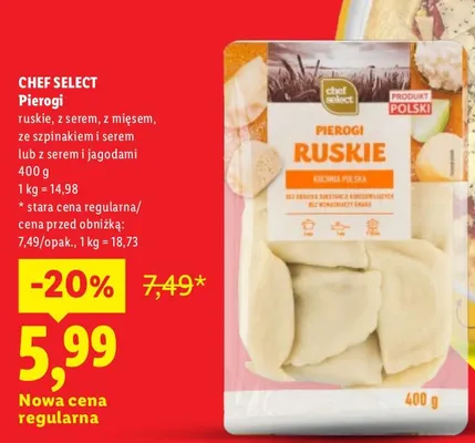 Pierogi z serem Chef Select promocja w Lidl