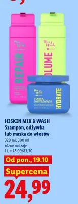 Szampon, odżywka lub maska do włosów HiSkin Mix & Wash promocja w Lidl