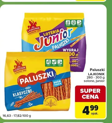 Paluszki junior Lajkonik promocja w Carrefour Express