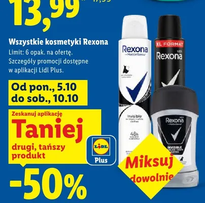 Antyperspirant w sprayu Rexona Invisible Black + White promocja w Lidl