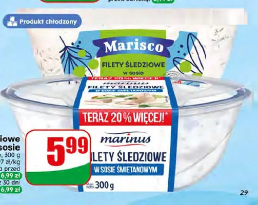 Filety śledziowe w sosie śmietanowym Marinus promocja w Dino