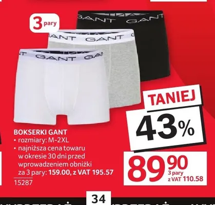 Bokserki Gant 3-pak promocja w Selgros