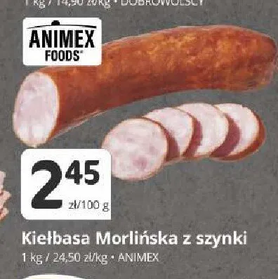 Kiełbasa Morlińska z szynki Animex promocja w Marketvita