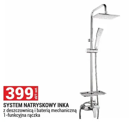System natryskowy Inka z deszczownicą i baterią mechaniczną 1-funkcyjna rączka promocja w Merkury Market