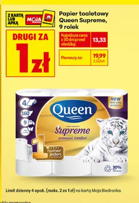 Papier toaletowy Queen Supreme 9-pak promocja w Biedronka