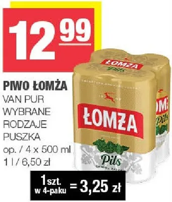 Piwo łomża puszka promocja w SPAR