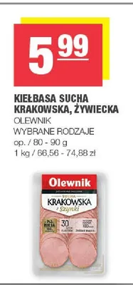 Kiełbasa sucha żywiecka Olewnik promocja w SPAR