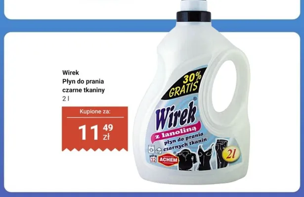 Płyn do prania czarnych tkanin Wirek z lanoliną promocja w Dino