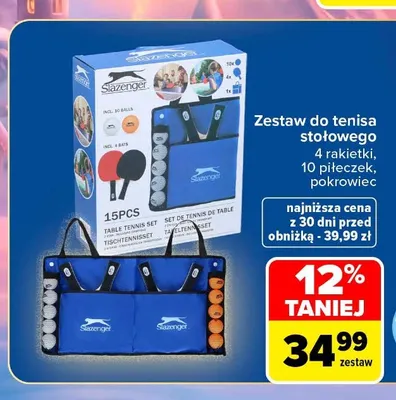 Zestaw do tenisa stołowego Slazenger promocja w Carrefour