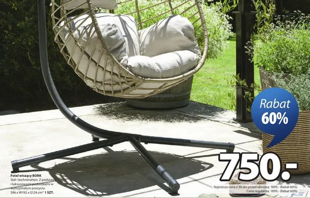 Fotel wiszący Bork promocja w Jysk