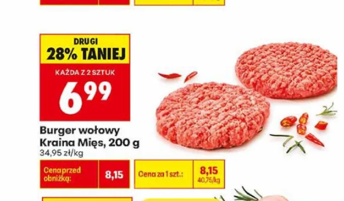 Burger wołowy Kraina Mięs promocja w Biedronka