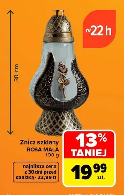 Znicz szklany Rosa mała promocja w Carrefour
