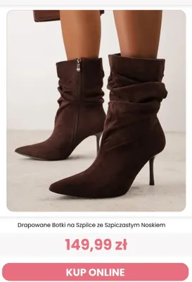Drapowane botki na szpilce ze szpiczastym noskiem Reneé promocja w Renee