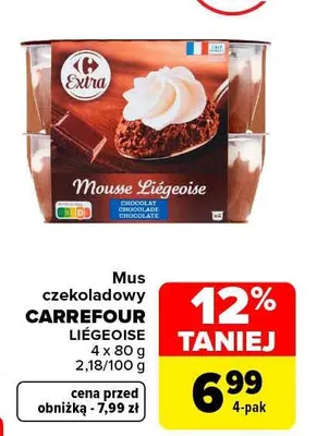 Mus czekoladowy Carrefour Liégeoise 4-pak promocja w Carrefour