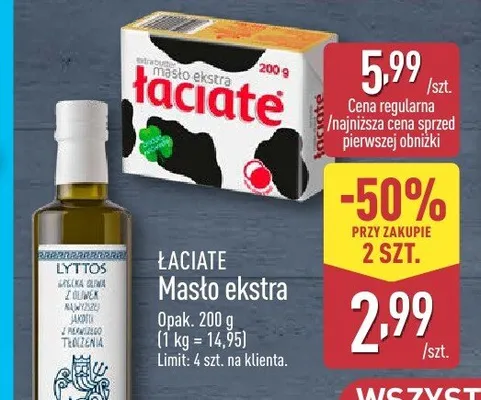 Masło ekstra Łaciate promocja w Aldi