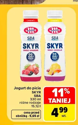 Jogurt do picia Skyr SBA owoce ogrodowe promocja w Carrefour