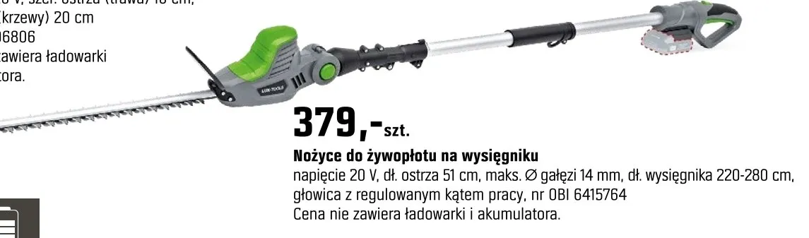 Nożyce do żywopłotu na wysięgniku promocja w OBI