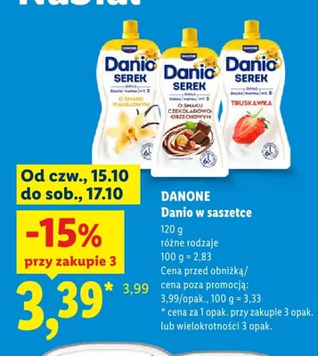 Serek Danio w saszetce o smaku waniliowym promocja w Lidl