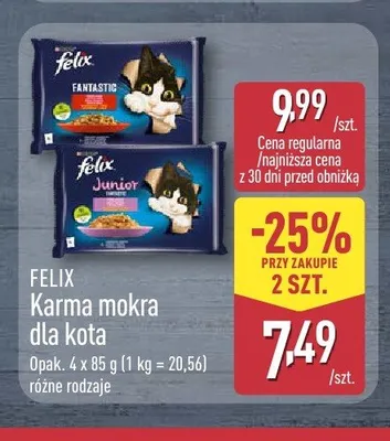 Karma mokra dla kota Felix Fantastic 4-pak promocja w Aldi