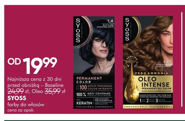 Farba do włosów Baseline Syoss promocja w Super-Pharm